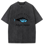 Tsukiji Fish Market Blue Fish Washed T-Shirt