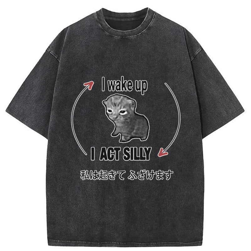 Wake Up Act Silly Washed T-Shirt