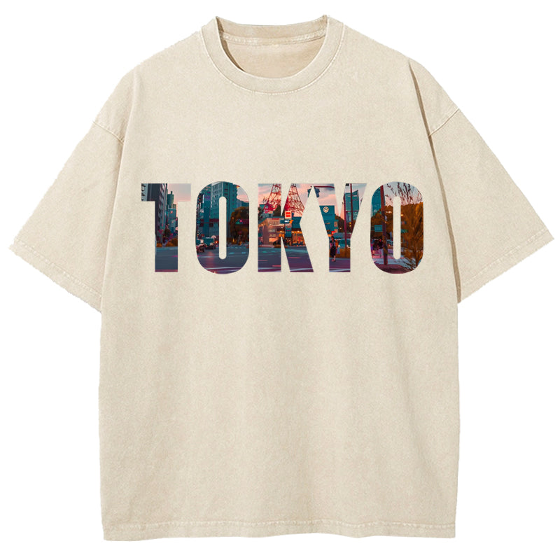 Tokyo Letter Washed T-Shirt