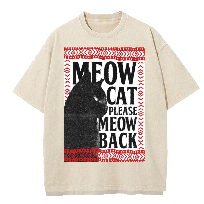 Meow cat meow back Washed T-Shirt