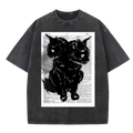 Abstract black cat Washed T-Shirt