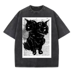 Abstract black cat Washed T-Shirt