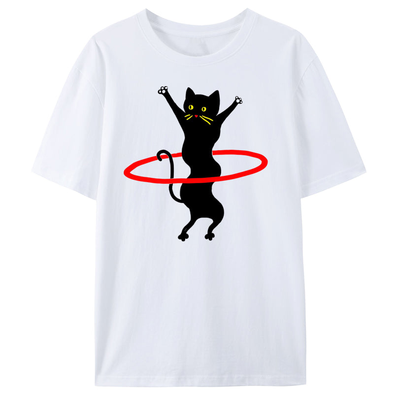 Black Cat And Hula Hoop Classic T-Shirt