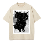 Abstract black cat Washed T-Shirt