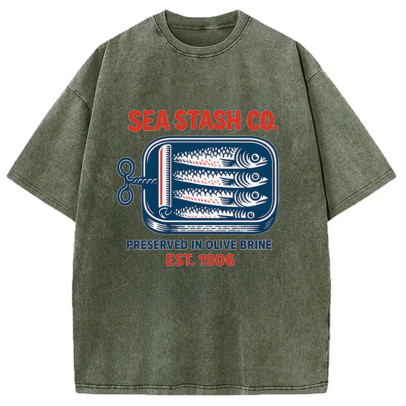 Funny Vintage Sardine Can Washed T-Shirt