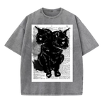 Abstract black cat Washed T-Shirt