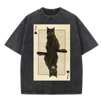 Poker Abstract black cat Washed T-Shirt