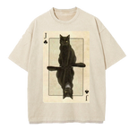 Poker Abstract black cat Washed T-Shirt