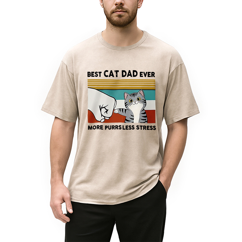 Funny Cat Dad Washed T-Shirt