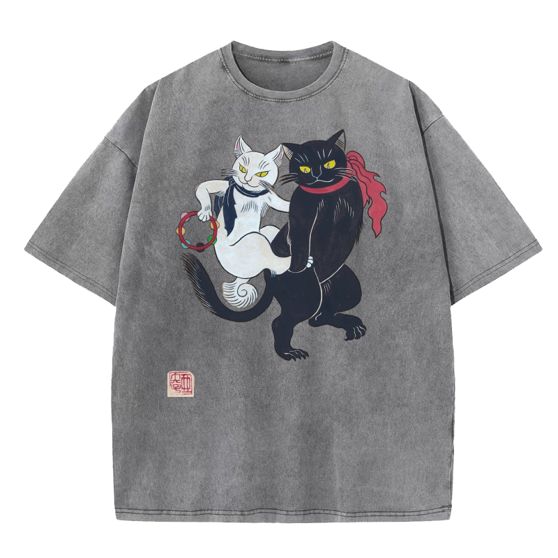 Dancing cat Washed T-Shirt