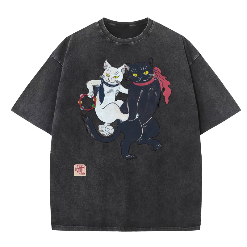 Dancing cat Washed T-Shirt