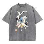 Ukiyo-e Cat Washed T-Shirt