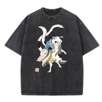 Ukiyo-e Cat Washed T-Shirt