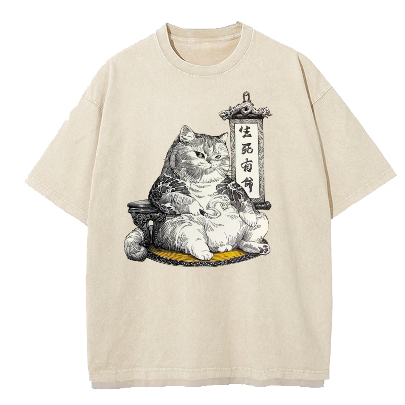 Life and death are determined by fate Washed T-Shirt