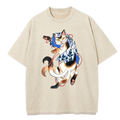 UKIYOE Dancing CAT Washed T-Shirt