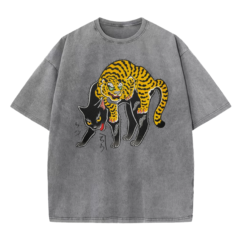 Tiger and Black Cat Washed T-Shirt