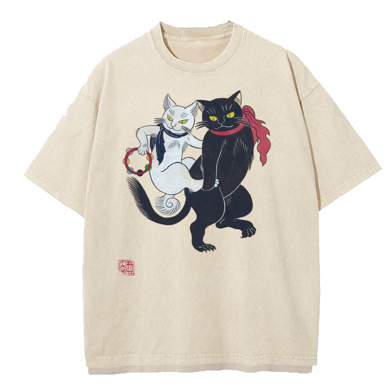 Dancing cat Washed T-Shirt