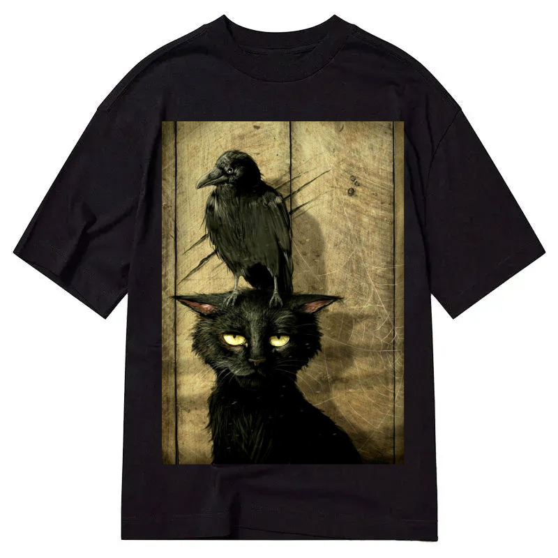 Crow and black cat Classic T-Shirt