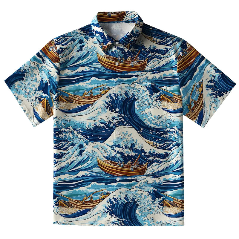 Nautical Adventure Wave Button-up Shirt