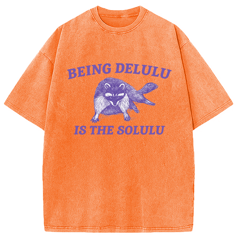Funny Delusional Raccoon Washed T-Shirt