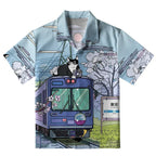 Black Cat On The Train Aloha Hawaiian Shirt