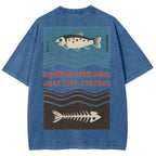 Fish And Fish Bone Washed Vintage Short Sleeves T-Shirt