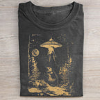 Unisex Retro UFO Opossum Printed Washed Folded T-shirt