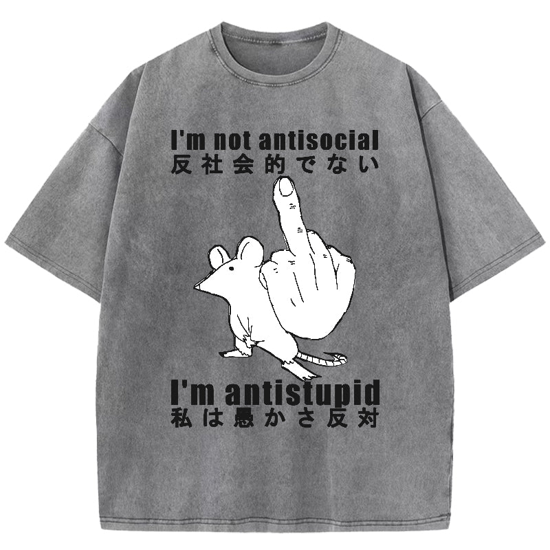 Anti-stupid Mouse Washed T-Shirt