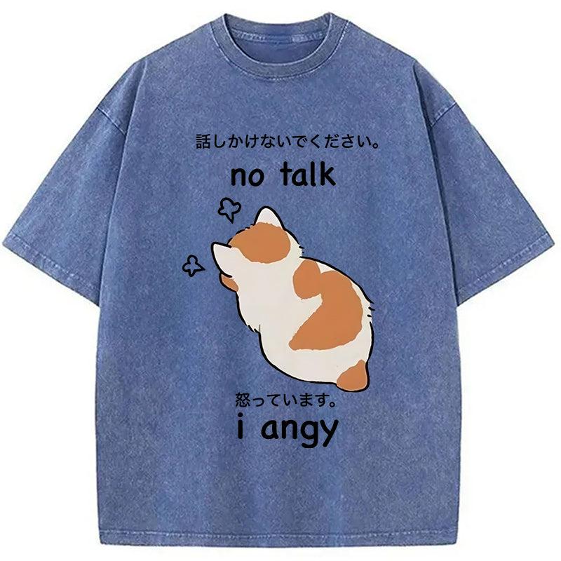 No Talk Me I'm Angy Cat Washed T-Shirt