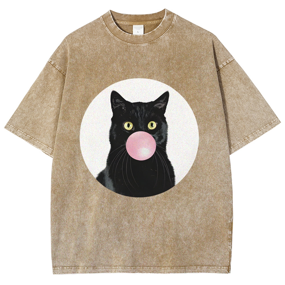 Bubble Cat Washed T-Shirt