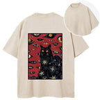 Mysterious Cat Back Washed T-Shirt