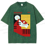 Unisex Bauhaus Red Tiger Printed Washed Tee