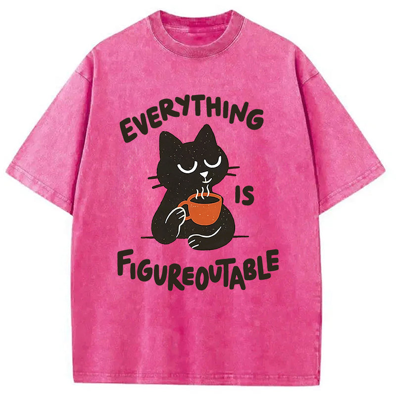 Cat Tasting Coffee Washed T-Shirt