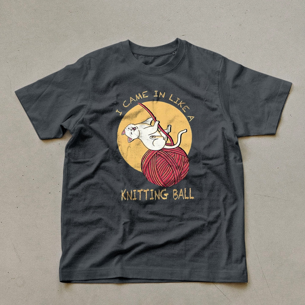 Wool Ball Cat Pattern Unisex Prints T-Shirt