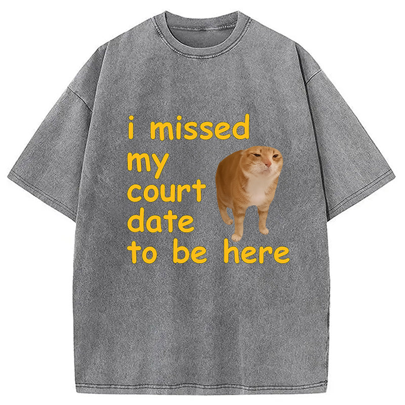 I Missed My Court Date To Be Here Washed T-Shirt
