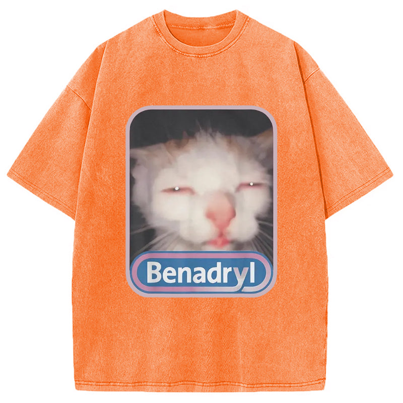 Benadryl Meme Cat Washed T-Shirt