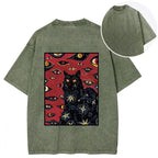 Mysterious Cat Back Washed T-Shirt