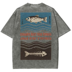 Fish And Fish Bone Washed Vintage Short Sleeves T-Shirt