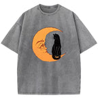 Cat On The Moon Washed T-Shirt
