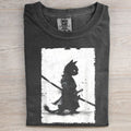 Retro Cat Samurai Japanese T-shirt