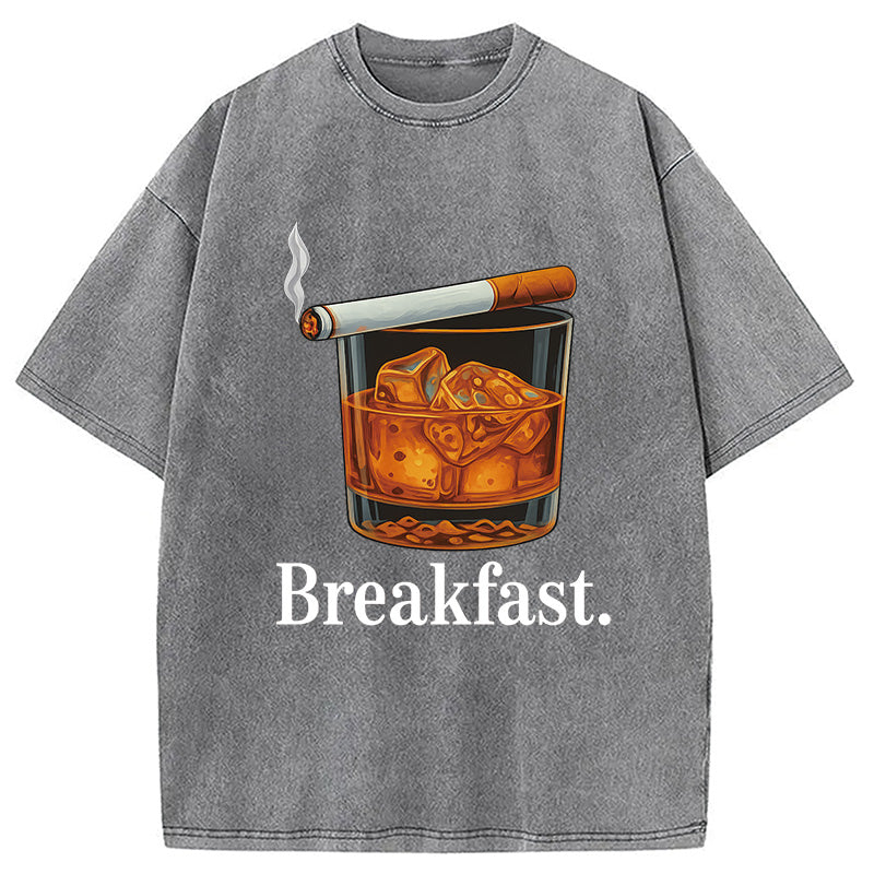 Breakfast Funny Meme Washed T-Shirt