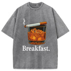 Breakfast Funny Meme Washed T-Shirt
