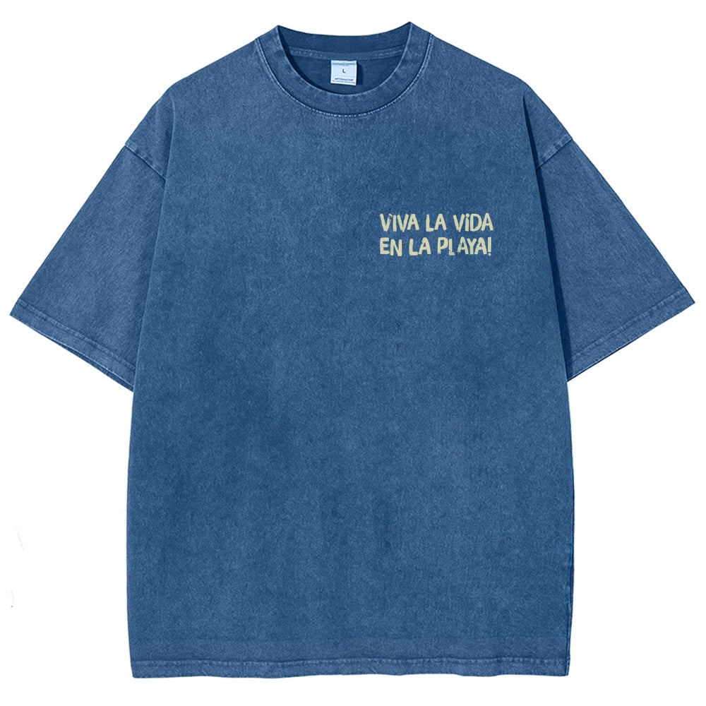 Polka Dot Fish Washed Vintage Short Sleeves T-Shirt