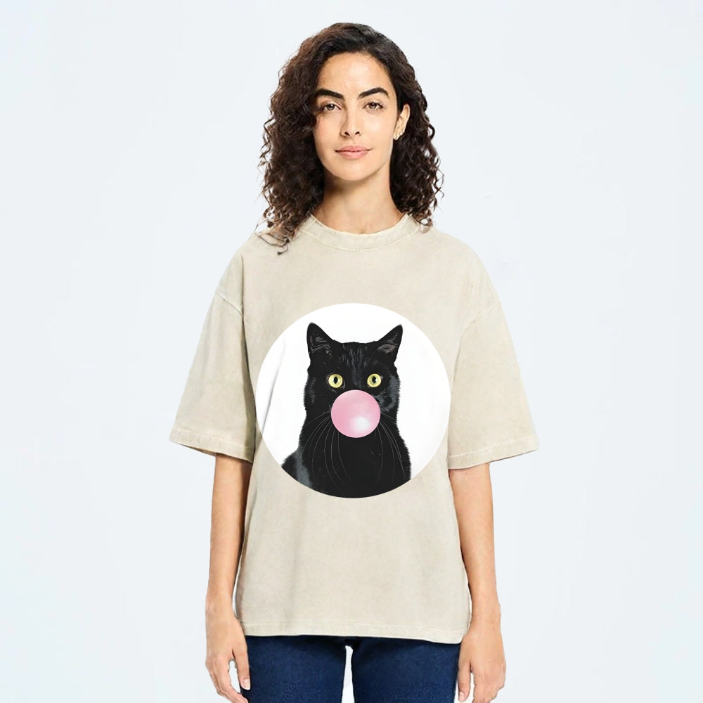 Bubble Cat Washed T-Shirt