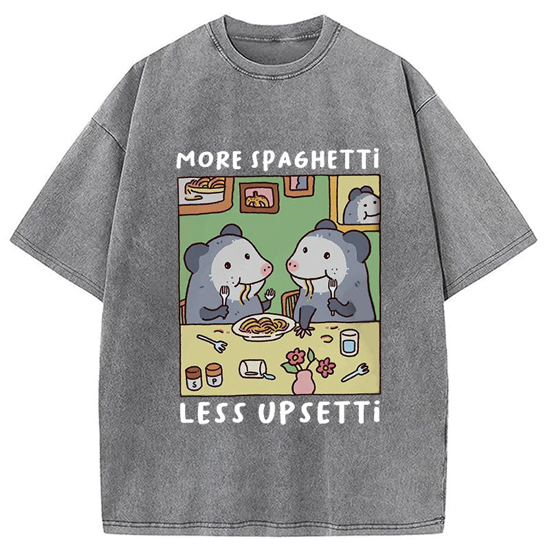 Possums Eating Spaghetti Washed T-Shirt