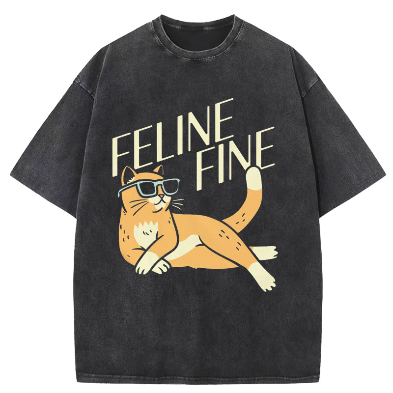 Feline Fine Washed T-Shirt
