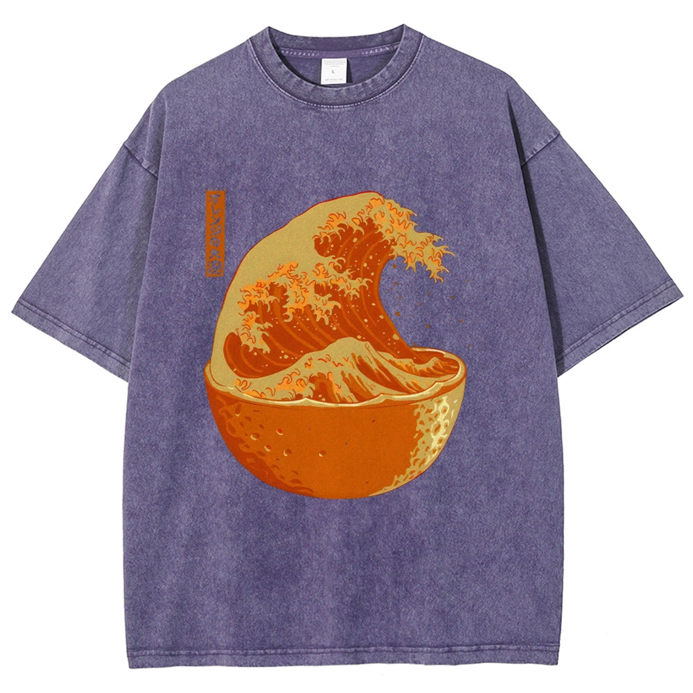 The Great Wave Off Orange Washed T-Shirt