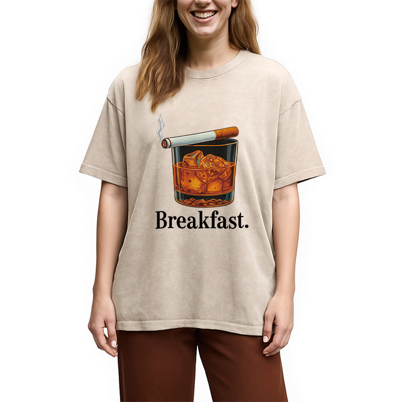 Breakfast Funny Meme Washed T-Shirt