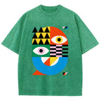 Unisex Bauhaus Art Eye Printed Washed Tee