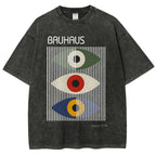 Unisex Bauhaus Art Eye Printed Washed T-shirt